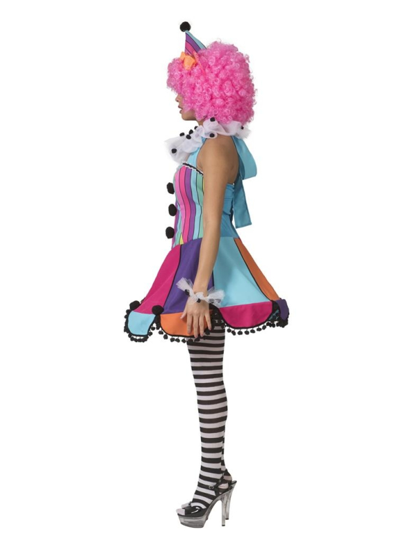 Déguisement Clown femme (robe, chapeau, collerette et poignets)