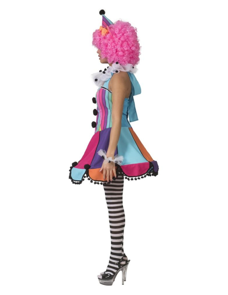 Déguisement Clown femme (robe, chapeau, collerette et poignets)