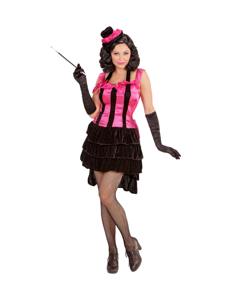 Déguisement Cabret femme noir et rose (robe et chapeau)