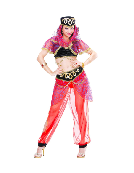 Déguisement danseuse du ventre femme (top, pantalon, coiffe avec voile