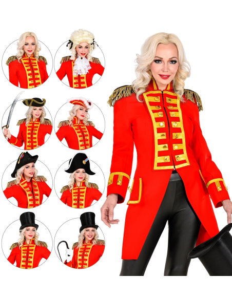 Veste parade femme, noir, Bordeaux, rouge ou marine (du S au XXL)