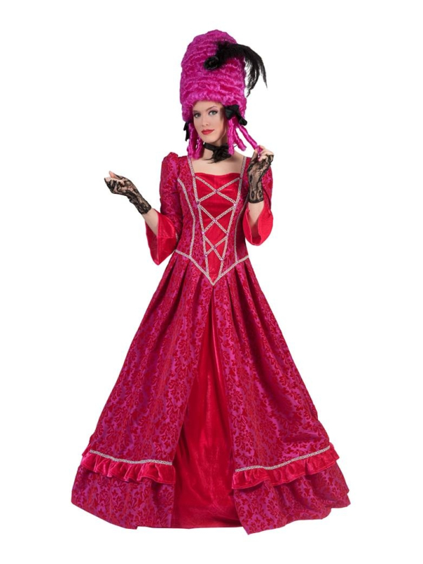 Déguisement Baroque homme fushia (veste, gilet attaché et jabot)