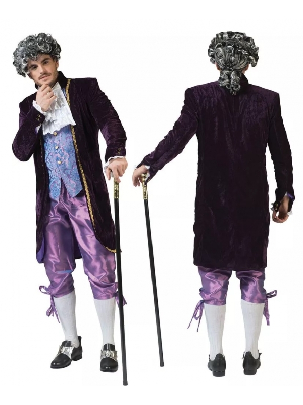 Costume Lord baroque (veste avec gilet, panta-court, jabot)