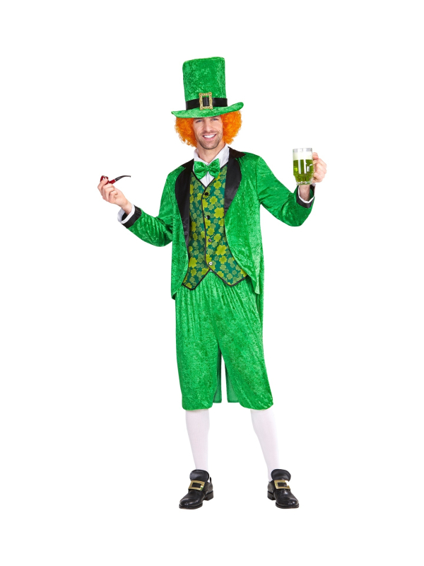 Déguisement Leprechaun St- Patrick homme (queue de pie avec gilet, noeud papillon, pantalon, chapeau)