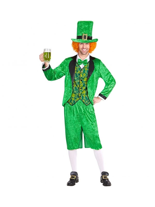 Déguisement Leprechaun St- Patrick homme (queue de pie avec gilet, noeud papillon, pantalon, chapeau)