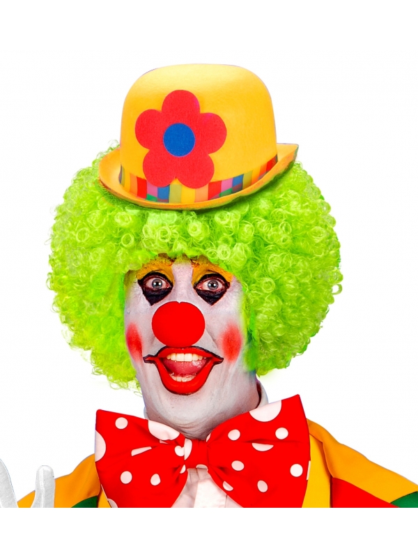 Perruque Clown, couleur au choix (jaune, rouge, vert, rose, violet et bleu)