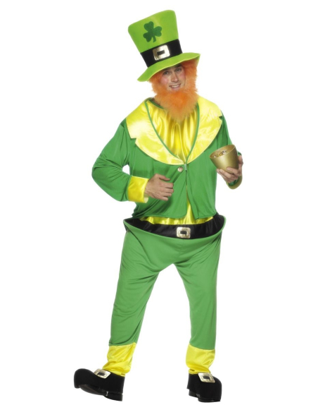 Déguisement Leprechaun Saint Patrick Homme (combinaison, veste, chapeau, barbe rousse)