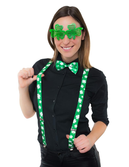 Set Saint-Patrick, lunettes, bretelles et noeud-papillon