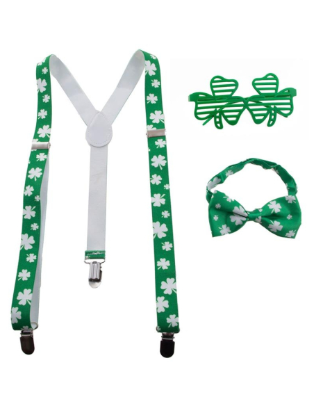 Set Saint-Patrick, lunettes, bretelles et noeud-papillon