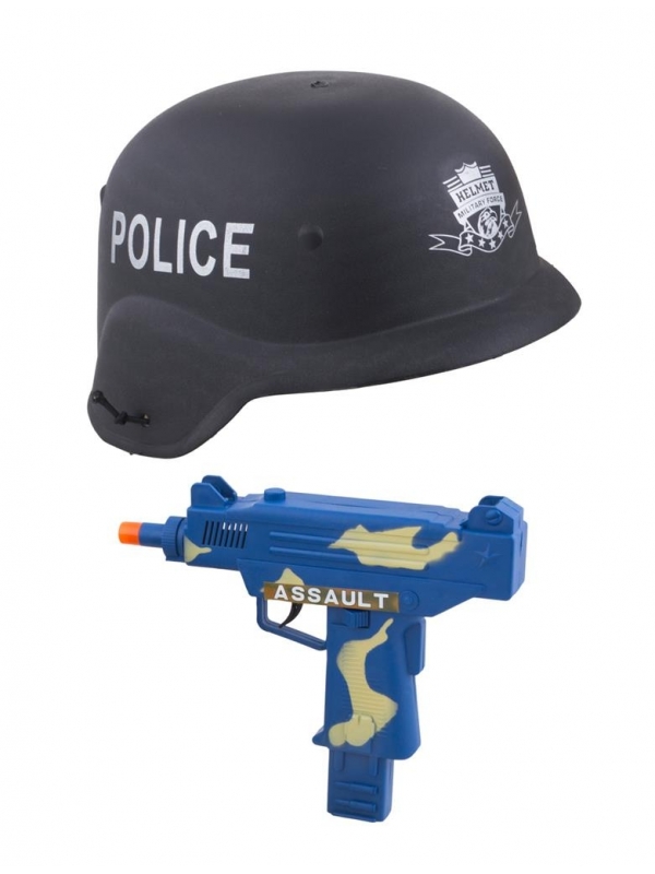 Set Police enfant ( casque et pistolet d'assaut)