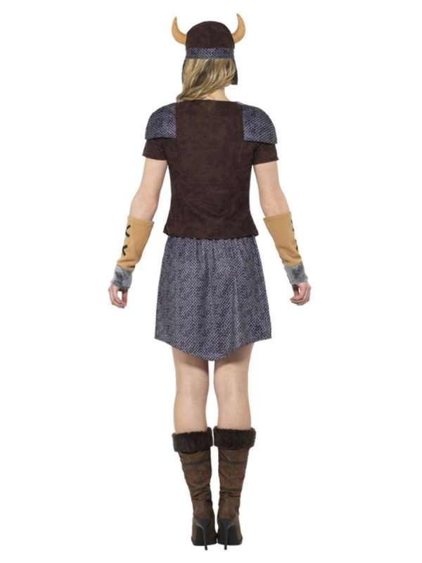 Déguisement de viking femme (haut, jupe, casque et manchettes)