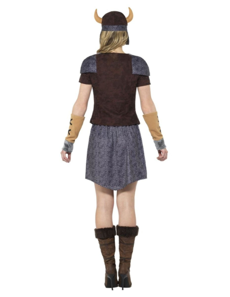 Déguisement de viking femme (haut, jupe, casque et manchettes)