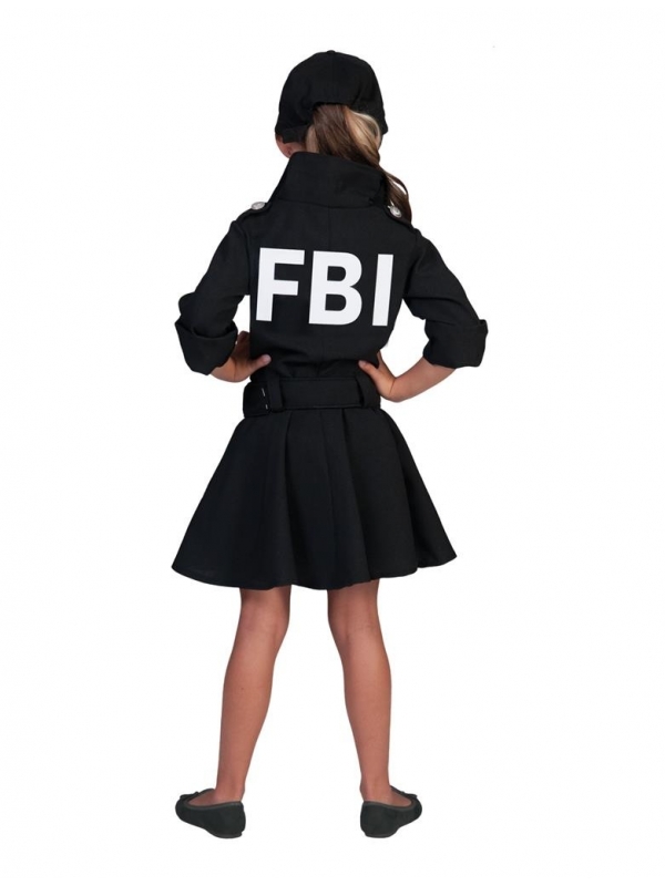 Déguisement Policière du FBI fille (robe, ceinture et casquette)