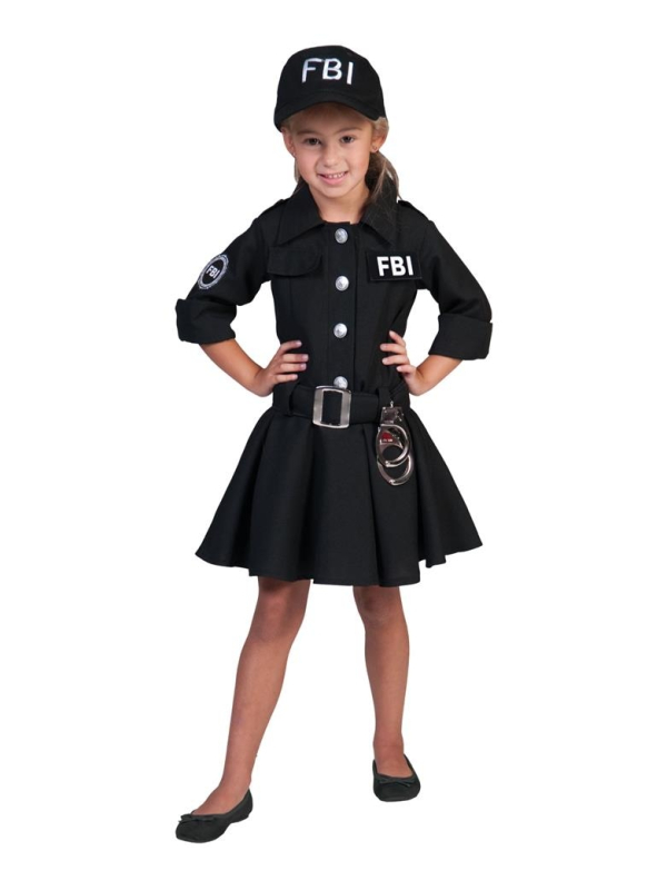 Déguisement Policière du FBI fille (robe, ceinture et casquette)