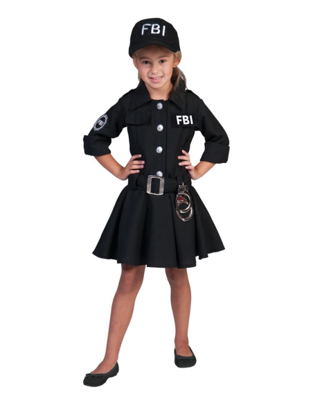 Déguisement Policière du FBI fille (robe, ceinture et casquette)