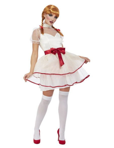 Déguisement poupée en porcelaine femme crème (robe et ceinture)
