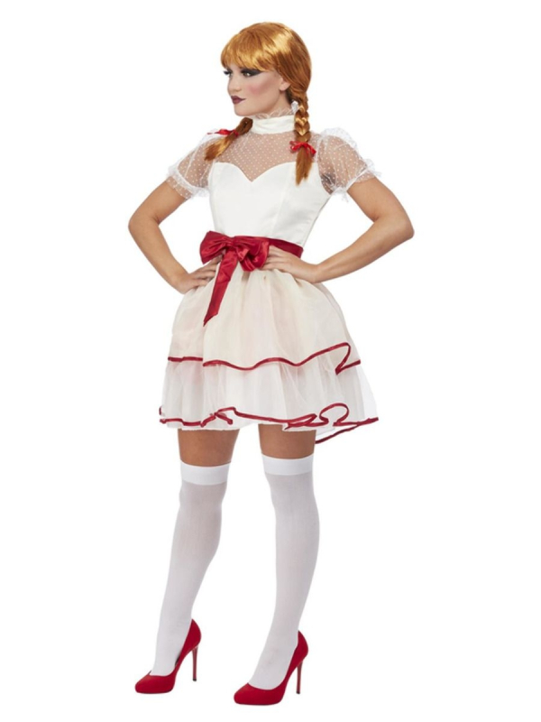 Déguisement poupée en porcelaine femme crème (robe et ceinture)