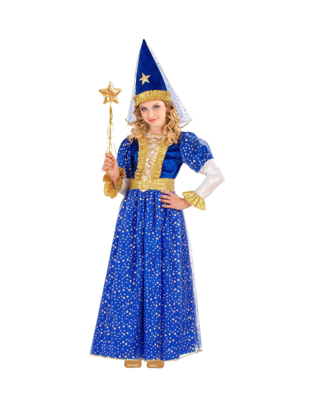 Déguisement Fée Etoilée fille (robe, ceinture, chapeau avec voile)