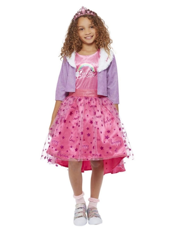Déguisement Barbie princesse, fille, rose (robe, veste et diadème)