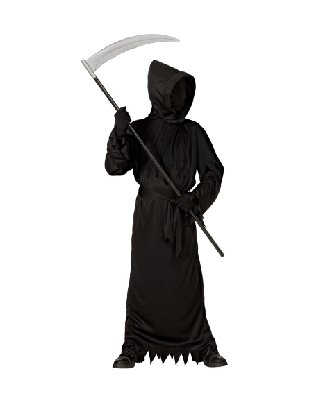 Déguisement faucheuse de la mort noir garçon avec masque