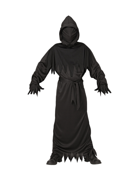 Déguisement faucheuse de la mort noir garçon avec masque