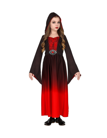 Robe Gothique fille rouge ou noir avec capuche