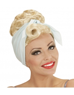 Perruque blonde Rockabilly, Pin Up avec foulard