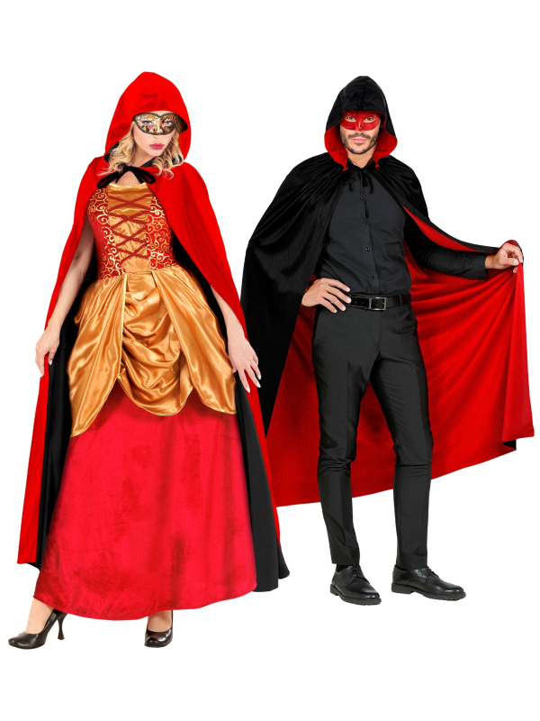 Cape double face rouge ou noir- 140 cm