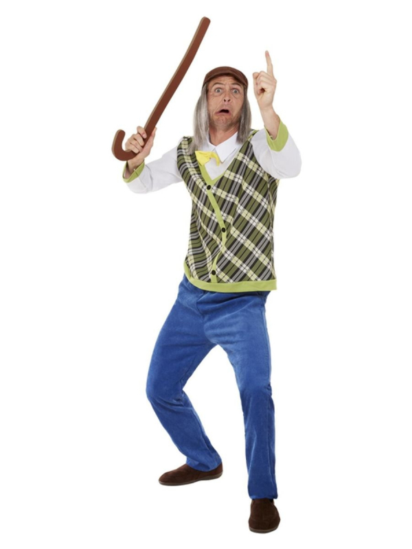 Déguisement vieil homme avec canne et casquette