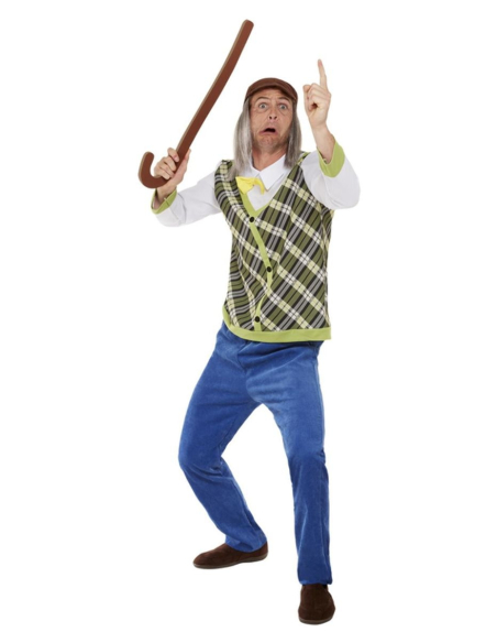 Déguisement vieil homme avec canne et casquette