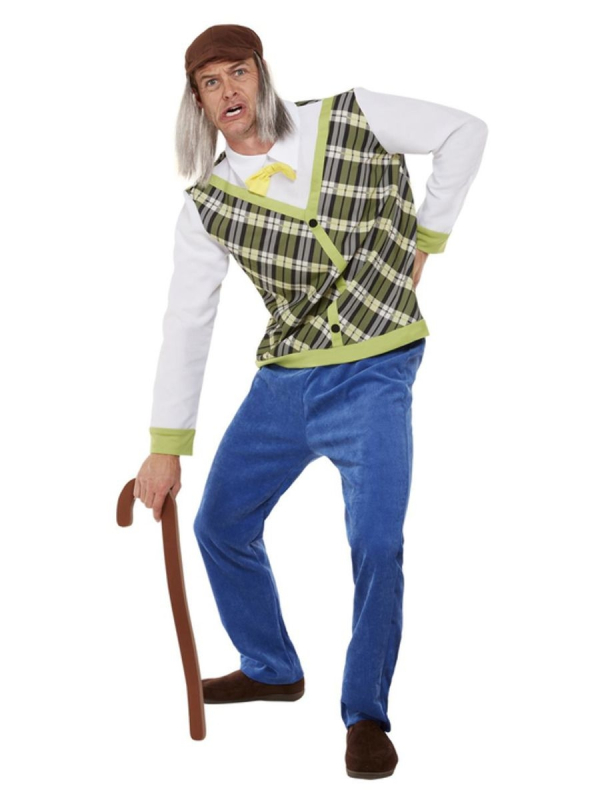Déguisement vieil homme avec canne et casquette