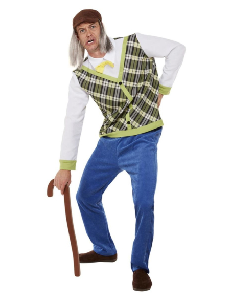 Déguisement vieil homme avec canne et casquette