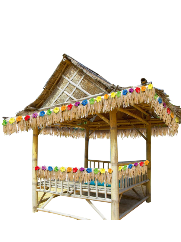 Guirlande à franges avec hibiscus pour décoration tropicale