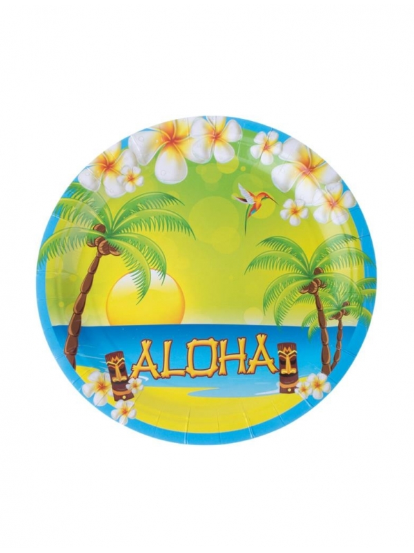 Assiettes en carton Aloha (23 cm)