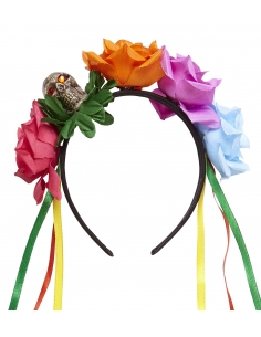 Serre-tête fleurs jour des morts avec crane - Halloween