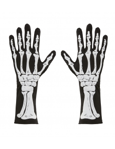 Gants squelette mixte Halloween - 35 cm