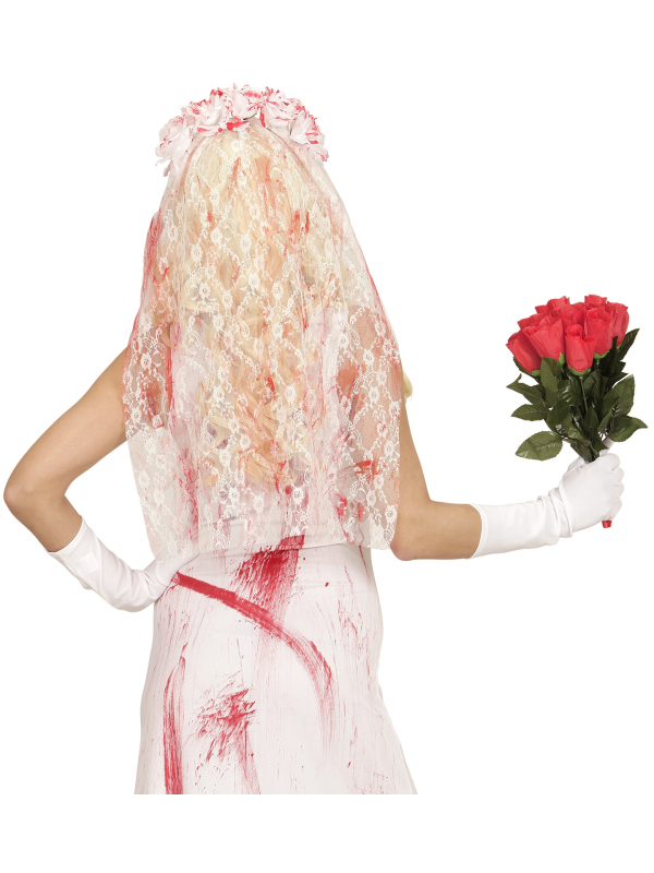 Voile mariée ensanglanté avec roses