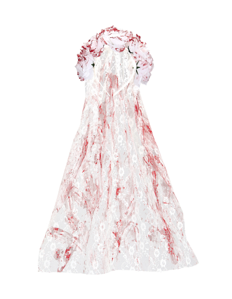 Voile mariée ensanglanté avec roses