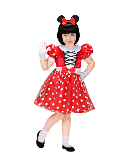 Déguisement Souris fille rouge (robe, oreilles avec nœud) du 1 au 13 ans