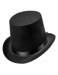 Chapeau Haut de Forme noir Adulte feutre avec ruban noir