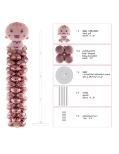 Structure avec ballons Baby Shower fille