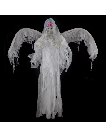 Décoration Halloween, Fantôme 120 cm avec yeux lumineux et ailes