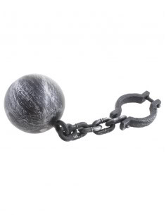 Chaine prisonnier avec boulet aspect métallique (55 cm)