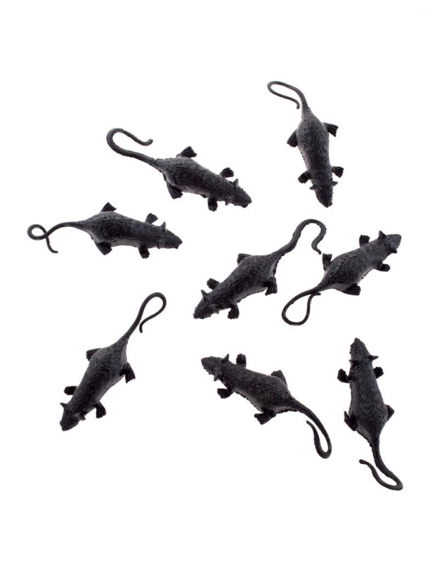 Lot de 8 souris noires en plastique