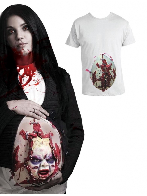 T-Shirt femme enceinte avec bébé zombie animé