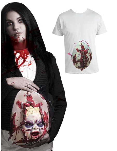 T-Shirt femme enceinte avec bébé zombie animé