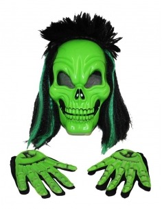Set squelette florescent avec masque intégral et gants)