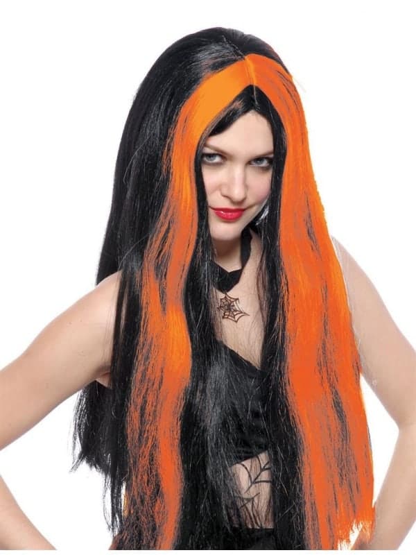 Perruque sorcière femme noir & orange