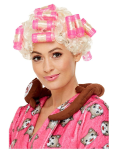 Perruque blonde femme à rouleaux 2