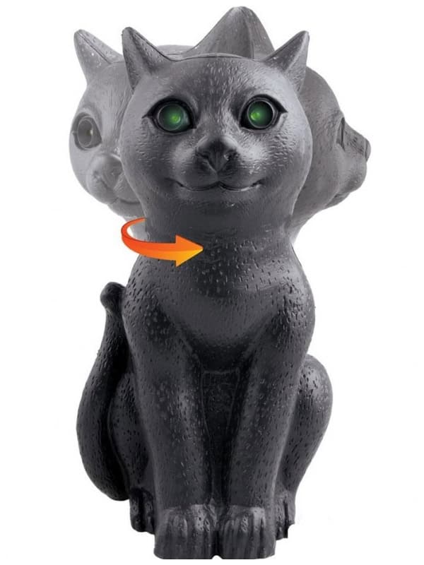 Chat noir avec lumière, son et tête rotative